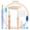 21-Piece Punch Needle Set, Adjustable Tool, Wooden Handle Embroidery Pens, Hoops, Cloth, Perfect for Adult Beginners & Gifts (Blue)